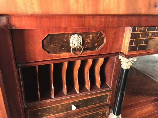 Biedermeier Drop Front Secretaire- closeup interior drawers- styylish