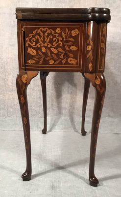 Dutch Card Table- side view with marquetry- styylish