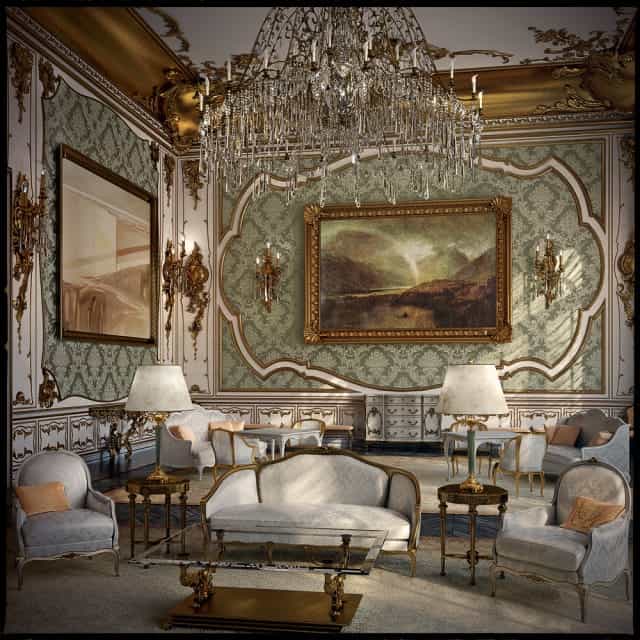 Rococo Revival Interior With Furniture 