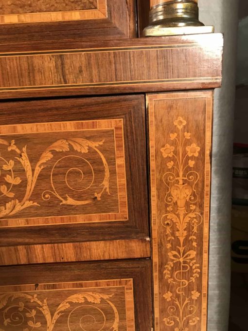 Italian Antique Drop Front Desk- closeup drawer- styylish