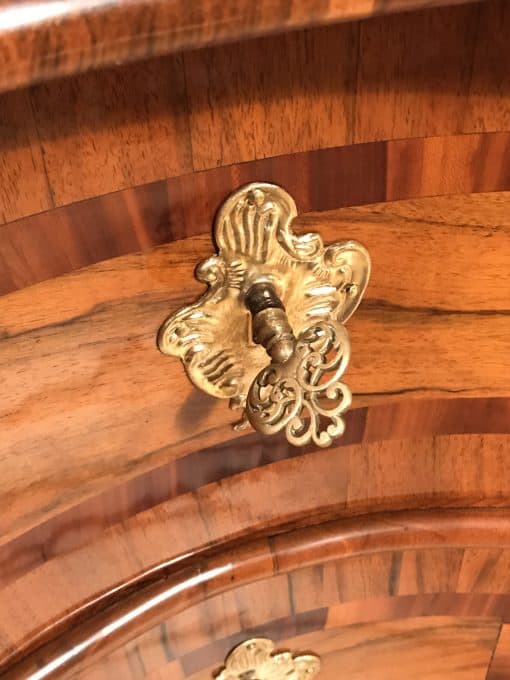 German Baroque Dresser- closeup of brass keyhole- styylish