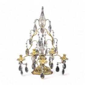 Cut Glass Candelabrum with Bronze Stand,  1900