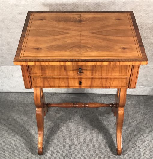 Biedermeier Sewing table- front view with top- styylish