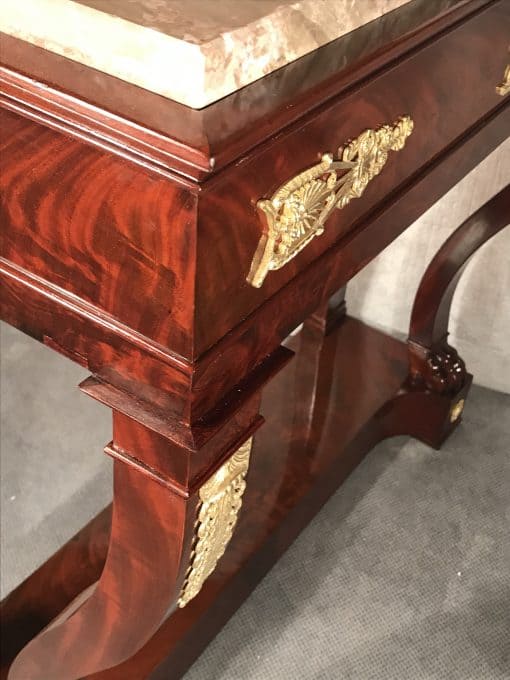 Console table mahogany- view of front corner- styylish