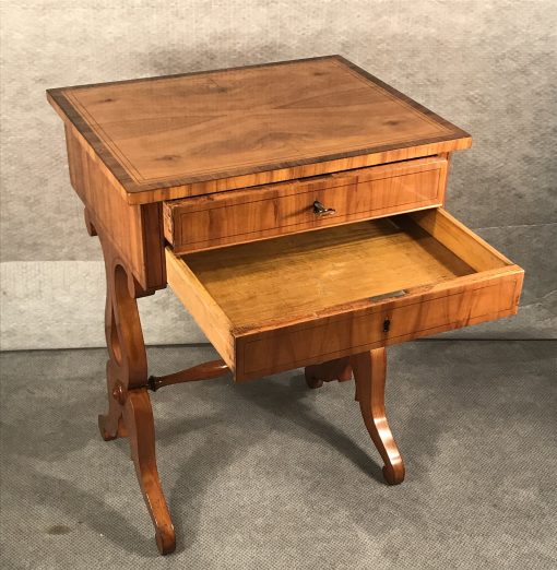 Biedermeier sewing table- view with open drawer- styylish