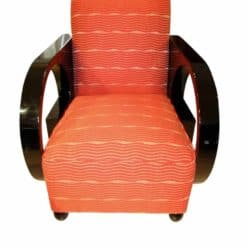 Art Deco Club Chair, Black Lacquer and Red Fabric, France circa 1930