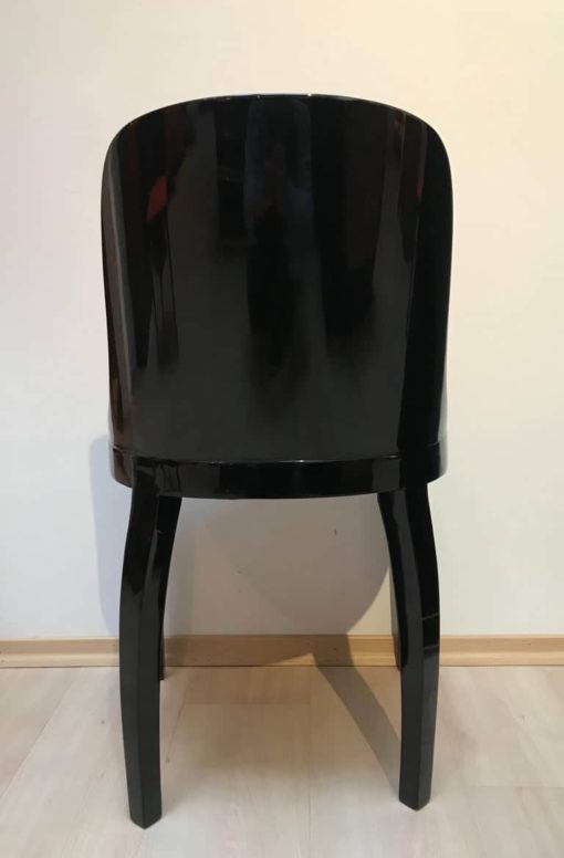 Art Deco Dining Chairs- back view of one chair, ebonized wood- Styylish