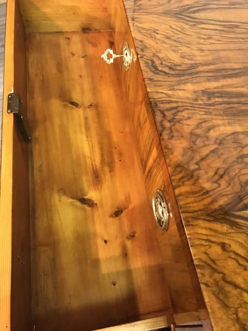 Biedermeier walnut dresser- detail of a drawer- styylish