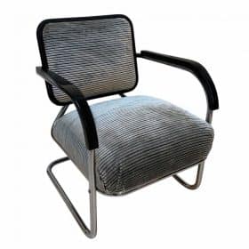 Bauhaus Steel Tube Chairs, Nickel with Velvet, Germany 1930