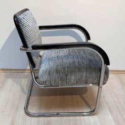 Bauhaus Cantilever Steeltube Chair, Nickel, Black, Velvet, Germany, circa 1930