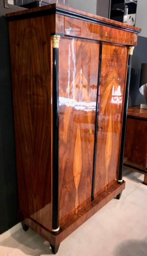 Neoclassical Armoire, Walnut Veneer, Gold-Plate, South Germany, circa 1810s