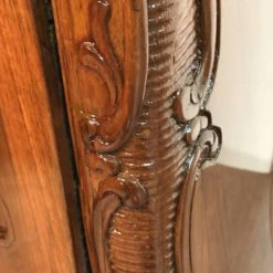 Antique walnut dresser- detail of side carving- styylish