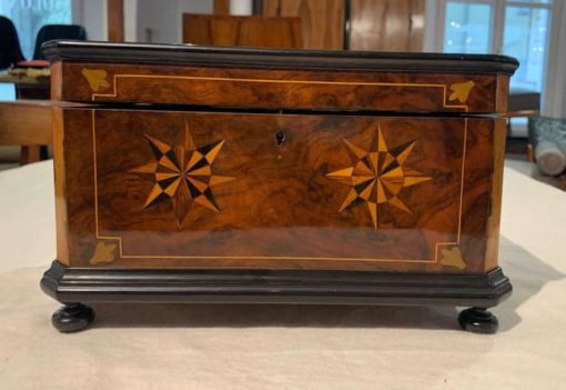 Biedermeier Box, Ebony, Walnut and Inlays, South Germany, circa 1850