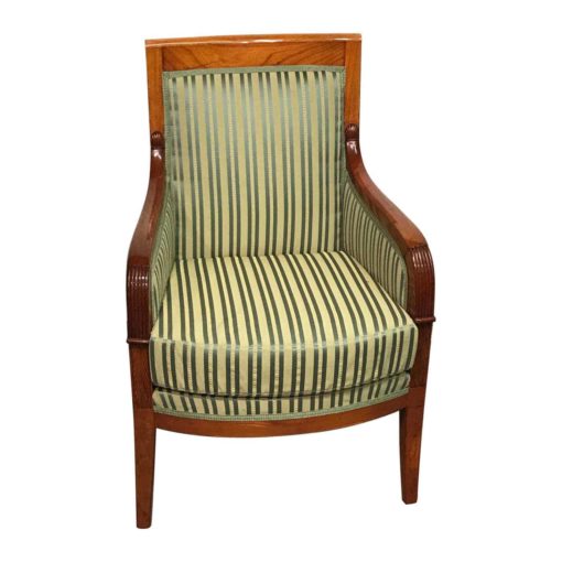 Directoire Bergere Chair France- green gold striped fabric- Styylish