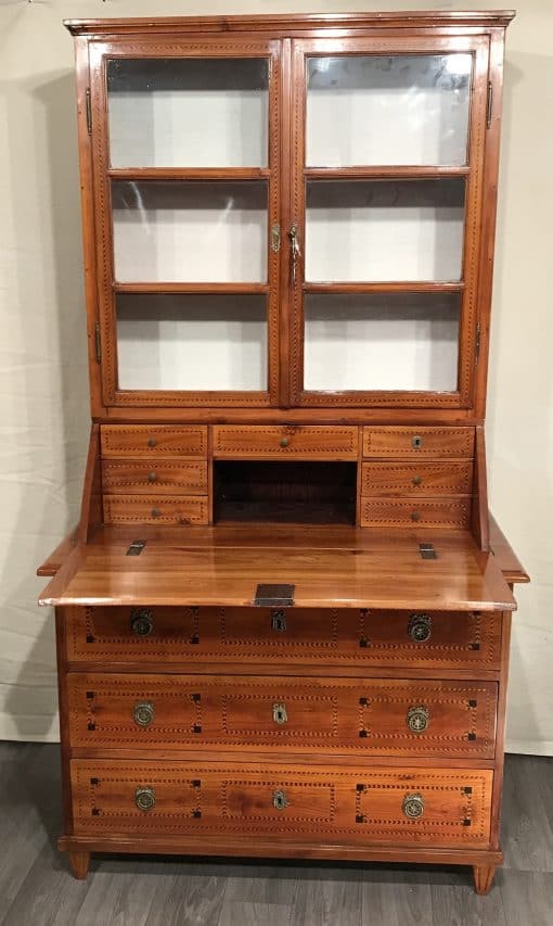 Antique Secretary Desk with bookcase- View of the open writing flap- styylish