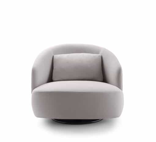 Modern Lounge chair with Footstool, front view of the swivel chair- Styylish