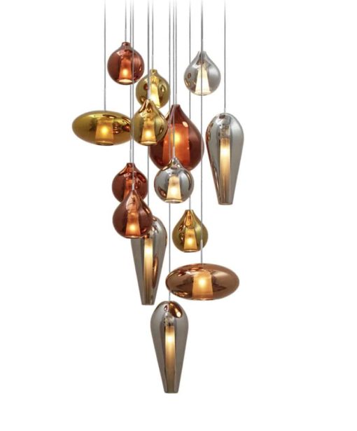 Hand blown pendant lights brown, gold and grey- Styylish