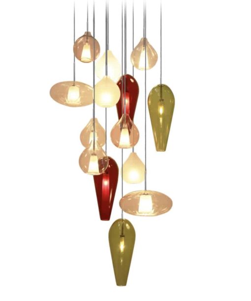 Hand blown pendant lights beige , red and green- Styylish