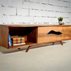 Modern sideboard- walnut with open compartment and doors- styylish