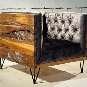 Reclaimed Wood Armchair, European Contemporary Design, Hand Made
