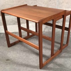 Mid-century Nesting tables- teak wood, three quarter view- Styylish