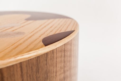 Alessandro Mendini stool- details of the wood inlays- styylish