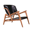 Unique design armchair- walnut and black leather- styylish