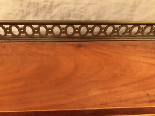 Antique Cherry Desk- detail of brass open work decoration- styylish