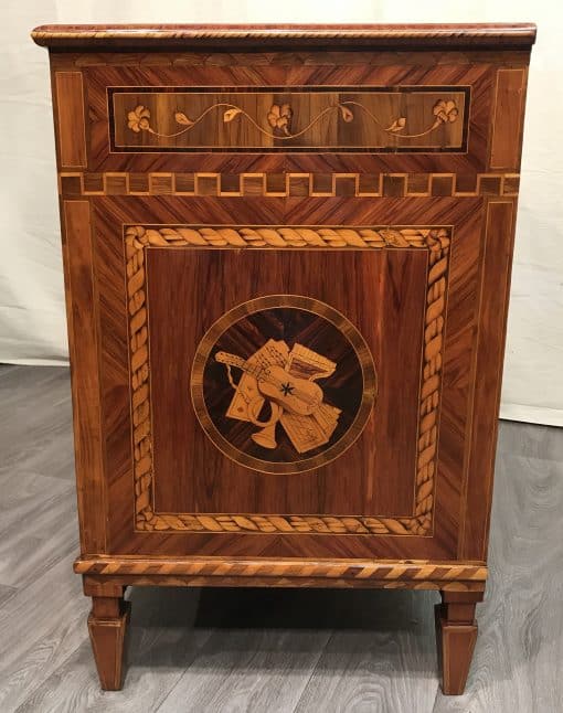 Neoclassical Dresser- king wood with marquetry-sideview with medallion- Styylish