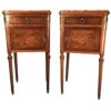 Antique nightstands- pair of nightstands with burl wood veneer and marble top- styylish