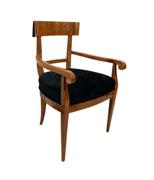 Biedermeier Cherry Armchair- with black velvet fabric- styylish