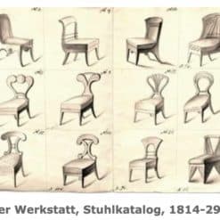Six Biedermeier walnut chairs- Danhauser drawings of chair models- Styylish