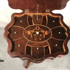 Mahogany Biedermeier Sewing Table- inside view with compartments- styylish