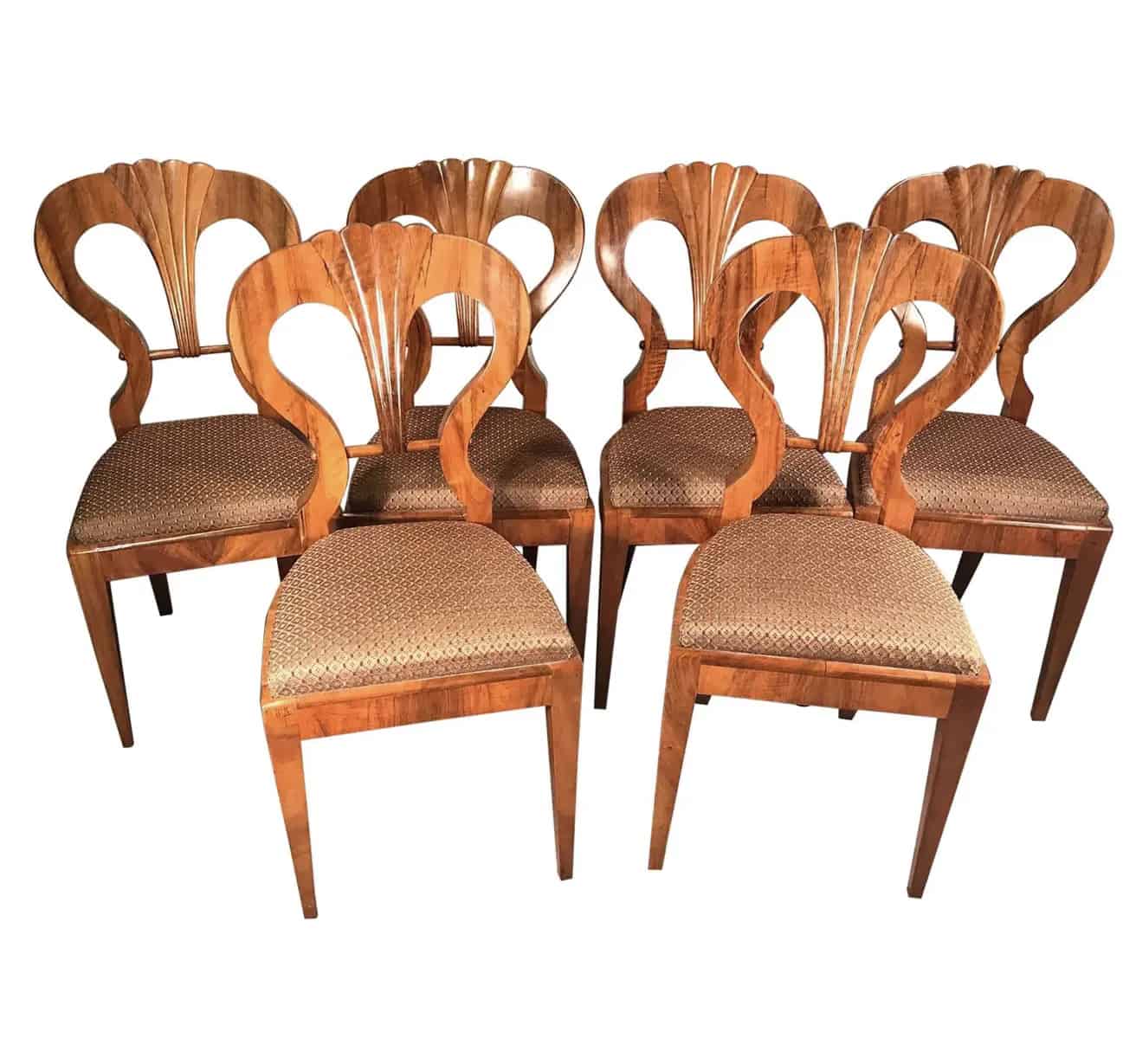 Six Biedermeier walnut chairs- styylish