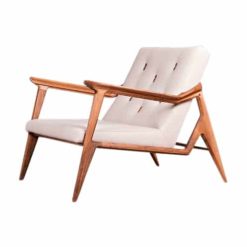 Modern Custom Made Armchair- wood with beige upholstery- Styylish