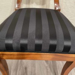 Biedermeier walnut chairs- detail of the upholstery with black fabric styylish