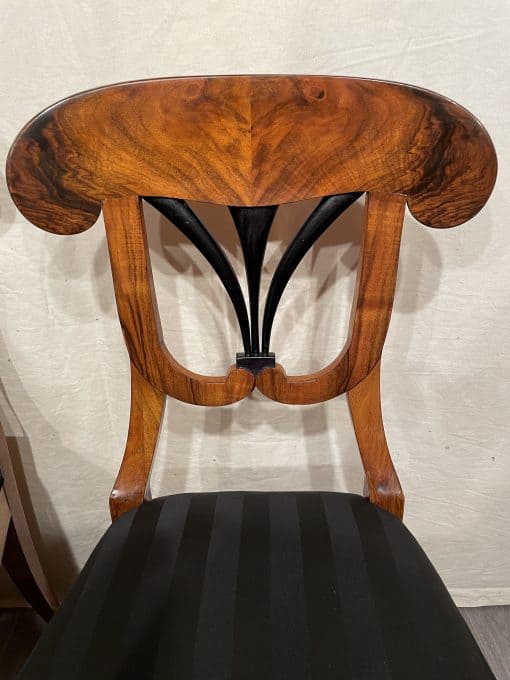 Biedermeier walnut chairs- detail of seat back- styylish