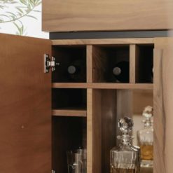 Custom made bar cabinet- view of the front with open doors- detail of the left sidestyylish