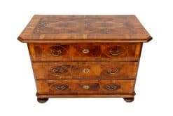 Neoclassical Furniture- view of a chest of drawers with open drawers with top and front- styylish