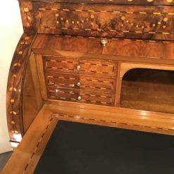 Antique Louis XVI Desk- detail view with open cylinder top- Styylish