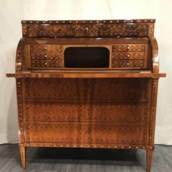 Antique Louis XVI Desk- view with open cylinder top- Styylish