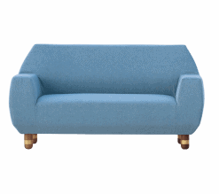 Modern Sofa- View of Sofa and stool with blue fabric- Styylish