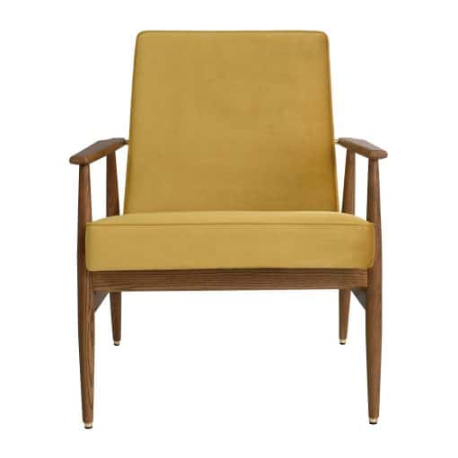 Mid-century style Armchair- mustard fabric- front view- Styylish