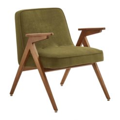 Mid-century armchair Bunny- with green fabric- Styylish