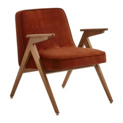 Mid-century armchair Bunny- with red fabric- Styylish