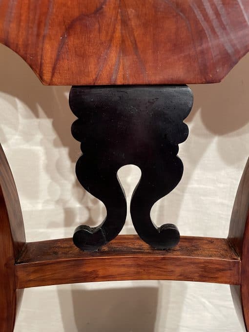Biedermeier cherry Chair- with black fabric- detail of the back- Styylish