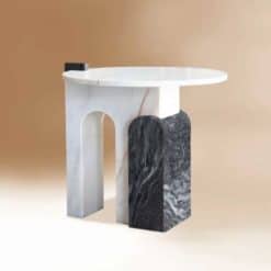 Marble accent table- Estremoz&Ruivina marble on the brown background- Styylish