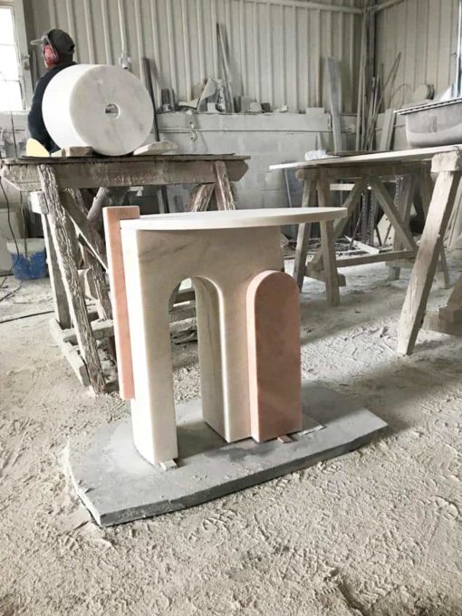 Marble side table white&pink fabrication- Styylish