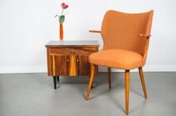 Orange armchair 1970 with a side table- Styylish