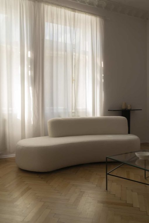 Boucle Sofa with curtains background- Styylish